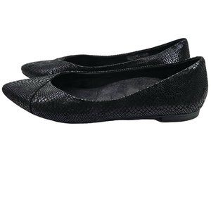 Vionic Caballo Flats Shoes Black Women's 10 Embossed Pointed Toe Comfort